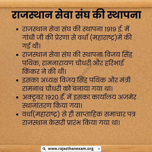 rajasthan seva sangh ki sthapna