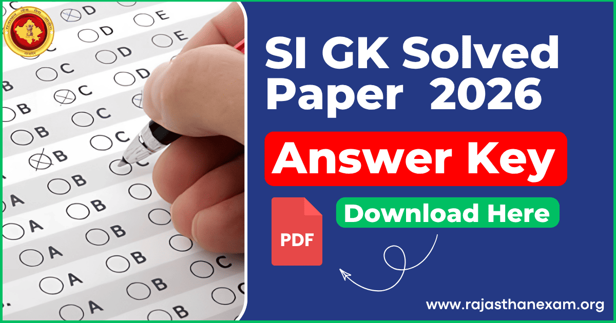Rajasthan SI GK Paper Solution 2026 Answer Key