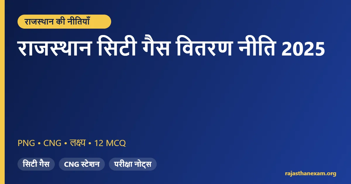 राजस्थान सिटी गैस वितरण नीति 2025 – लक्ष्य और MCQ