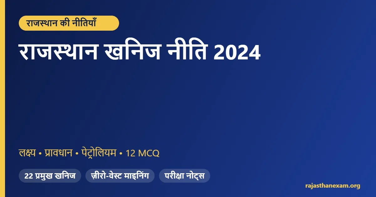 राजस्थान खनिज नीति 2024 – लक्ष्य, प्रावधान और MCQ