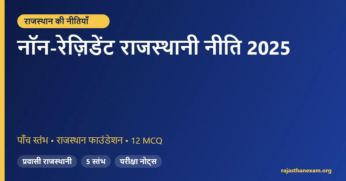नॉन-रेज़िडेंट राजस्थानी नीति 2025 – स्तंभ और MCQ