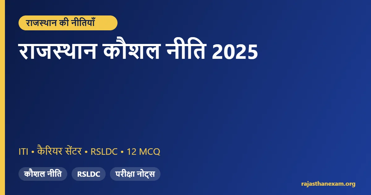 राजस्थान कौशल नीति 2025 – मुख्य बिंदु और MCQ