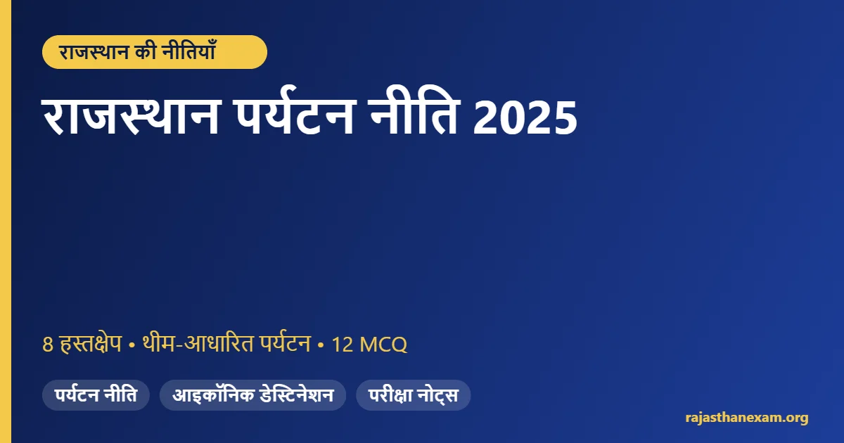 राजस्थान पर्यटन नीति 2025 – मुख्य हस्तक्षेप और MCQ
